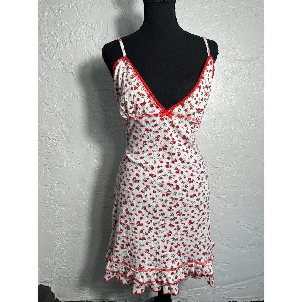 Derek Heart Rose Floral Slip Dress XL Cottagecore Y2K Ruffle Hem